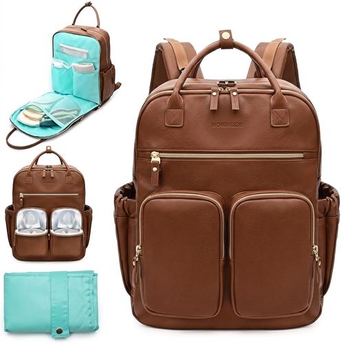 MOMINSIDE 18-Pocket Large Leather Baby Bag