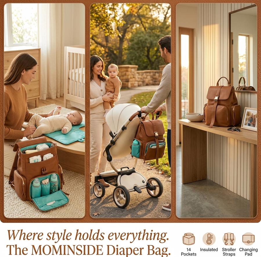 MOMINSIDE 14-Pocket Backpack in lifestyle setting