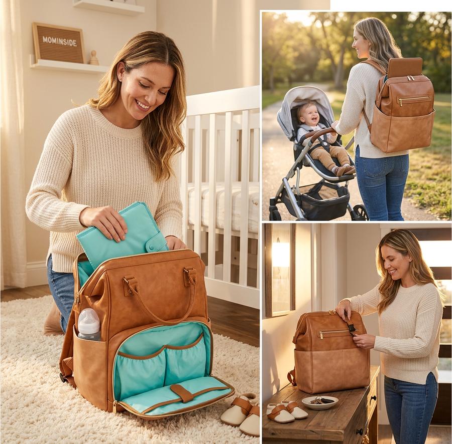 MOMINSIDE 16-Pocket Backpack in lifestyle setting