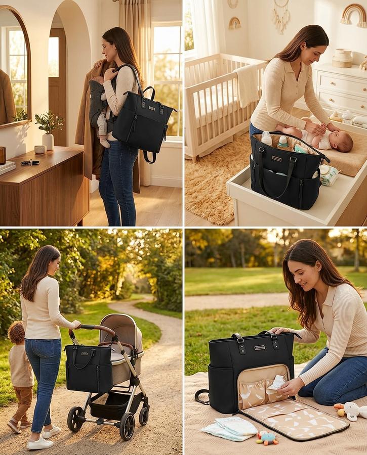 MOMINSIDE Neoprene Tote in lifestyle setting